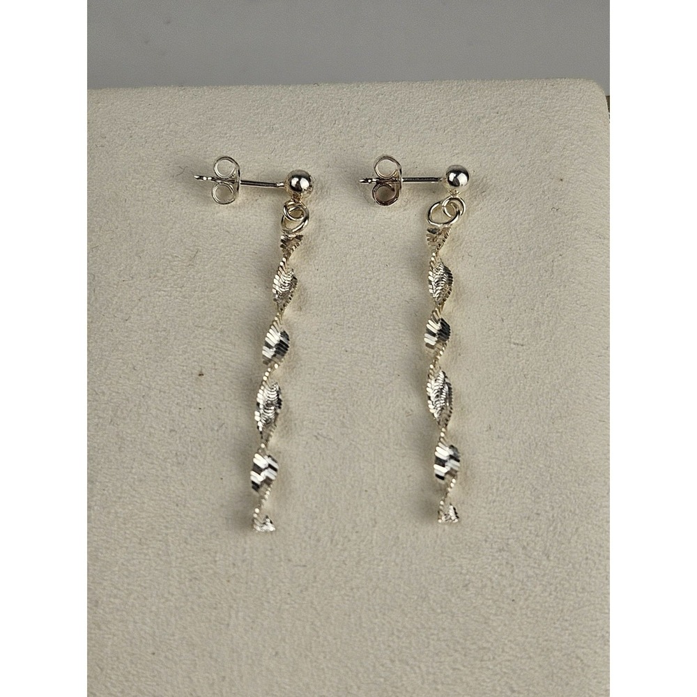 925 Sterling Silver Two Tone Singapore Chain Necklace Bracelet Earring Set Italy - Picture 8 of 10